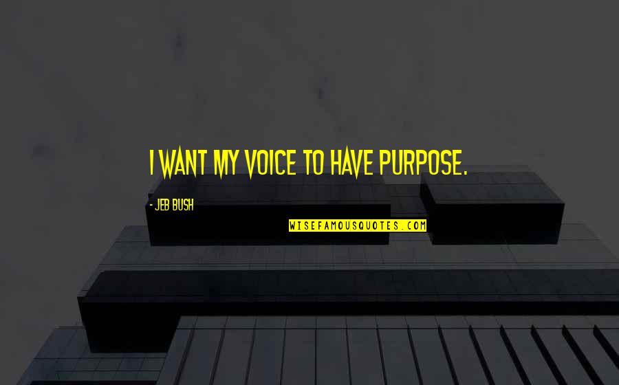 Experimenting In Life Quotes By Jeb Bush: I want my voice to have purpose.