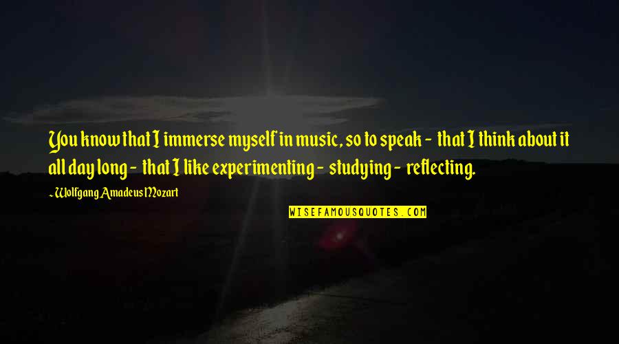 Experimenting With Art Quotes By Wolfgang Amadeus Mozart: You know that I immerse myself in music,