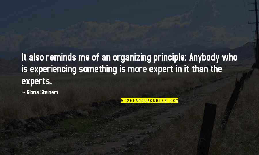 Expert At Something Quotes By Gloria Steinem: It also reminds me of an organizing principle: