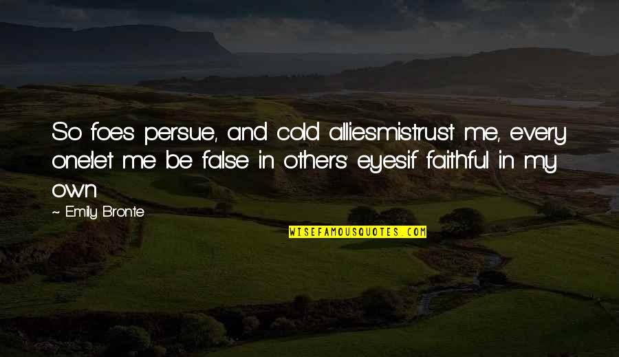 Expertus Vilnensis Quotes By Emily Bronte: So foes persue, and cold alliesmistrust me, every