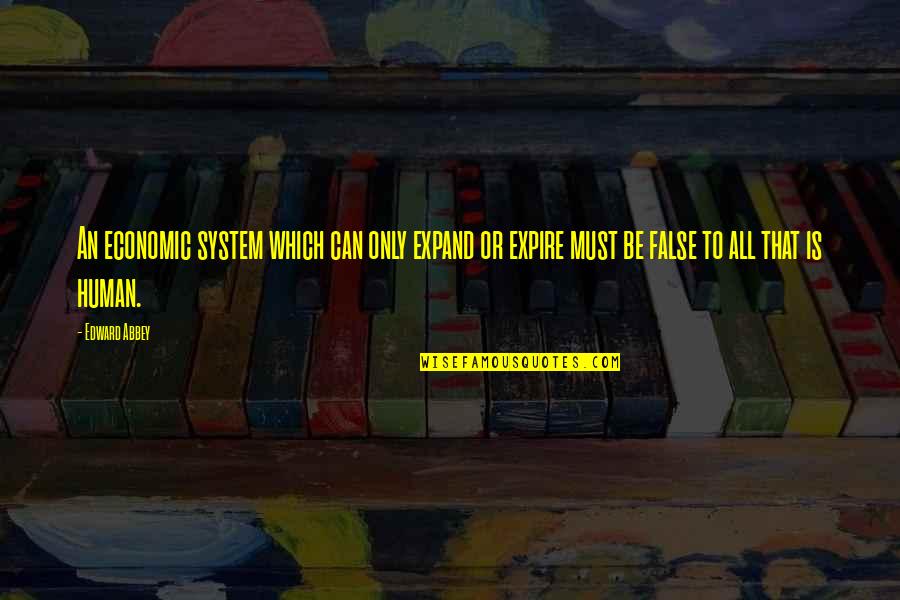 Expire Quotes By Edward Abbey: An economic system which can only expand or