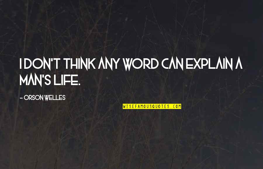 Explain Life Quotes By Orson Welles: I don't think any word can explain a