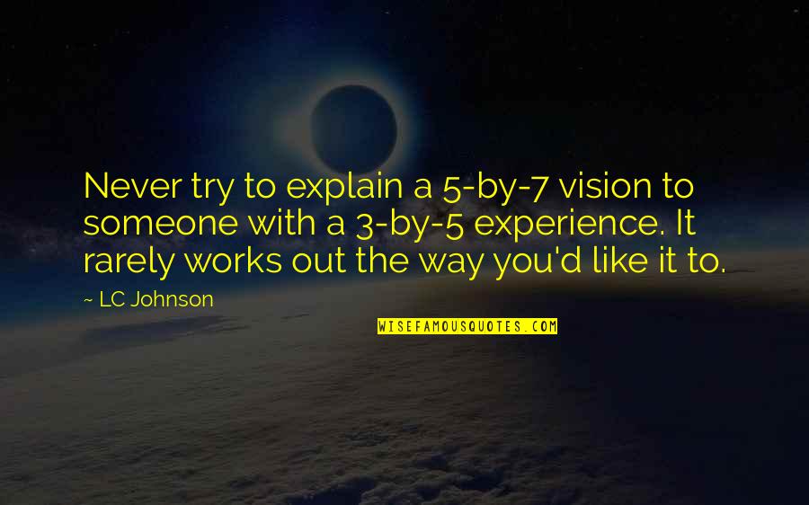 Explain'd Quotes By LC Johnson: Never try to explain a 5-by-7 vision to