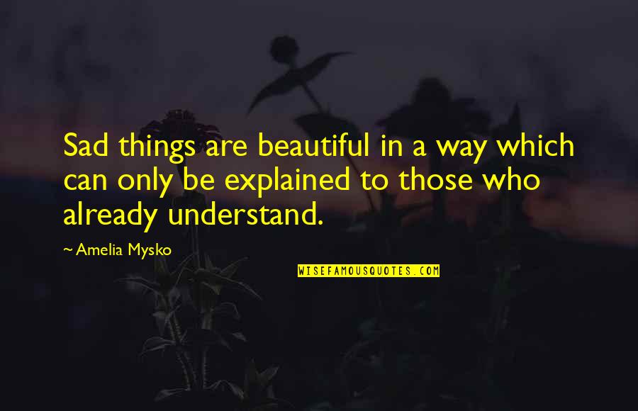 Explained Quotes By Amelia Mysko: Sad things are beautiful in a way which