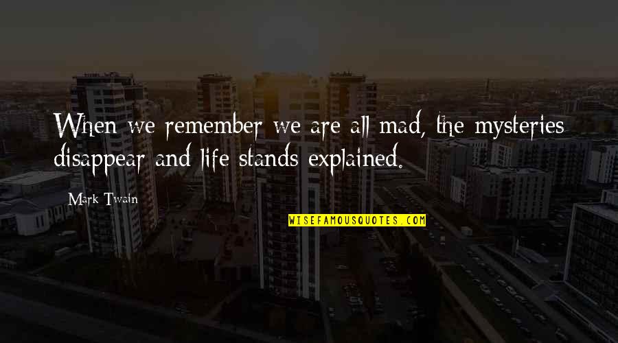 Explained Quotes By Mark Twain: When we remember we are all mad, the
