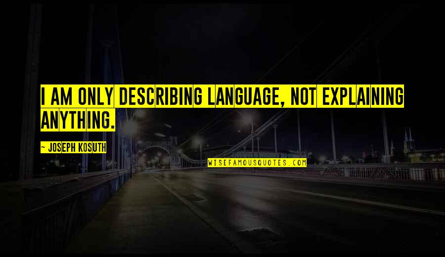 Explaining Quotes By Joseph Kosuth: I am only describing language, not explaining anything.