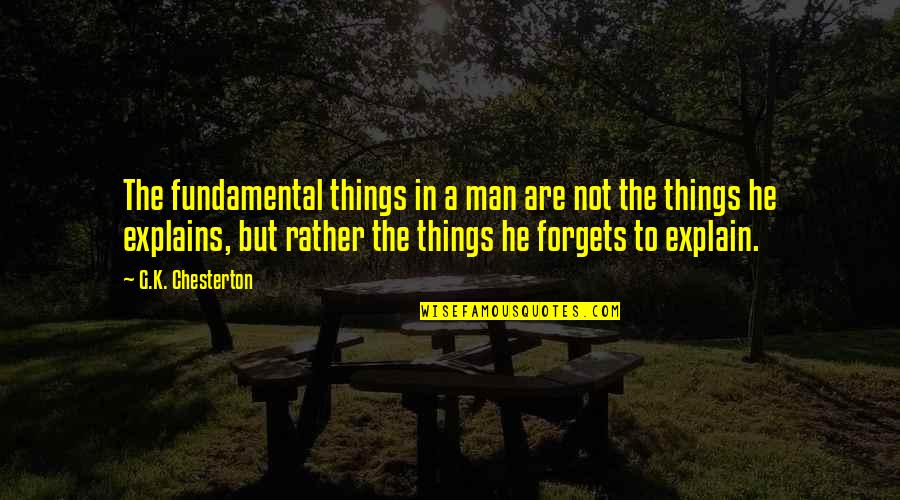 Explains Quotes By G.K. Chesterton: The fundamental things in a man are not