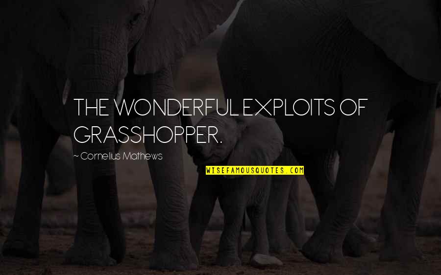Exploits Quotes By Cornelius Mathews: THE WONDERFUL EXPLOITS OF GRASSHOPPER. Exploits Quotes By Cornelius Mathews: THE WONDERFUL EXPLOITS OF GRASSHOPPER.