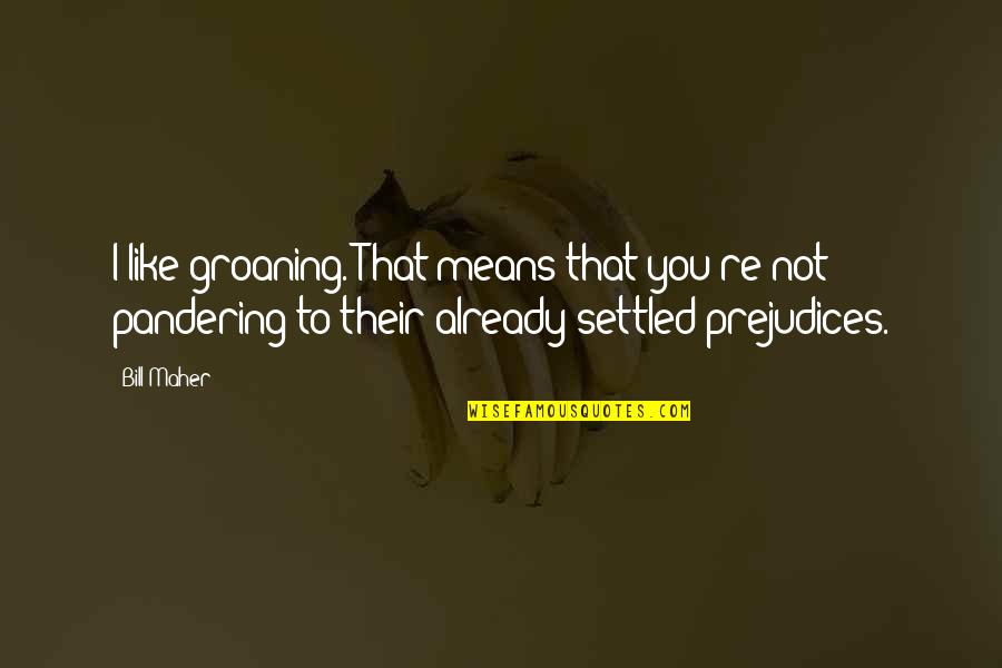 Explorando Nuestra Quotes By Bill Maher: I like groaning. That means that you're not