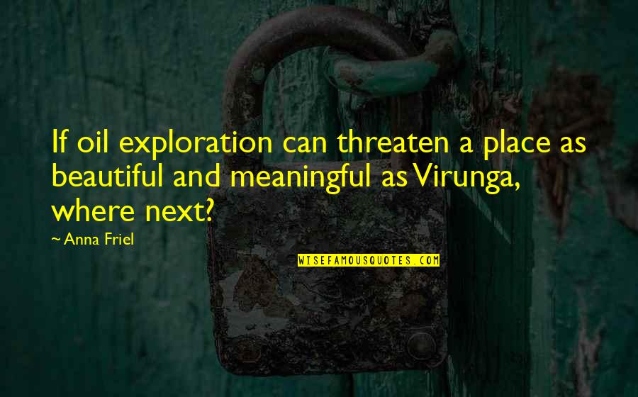 Exploration Quotes By Anna Friel: If oil exploration can threaten a place as