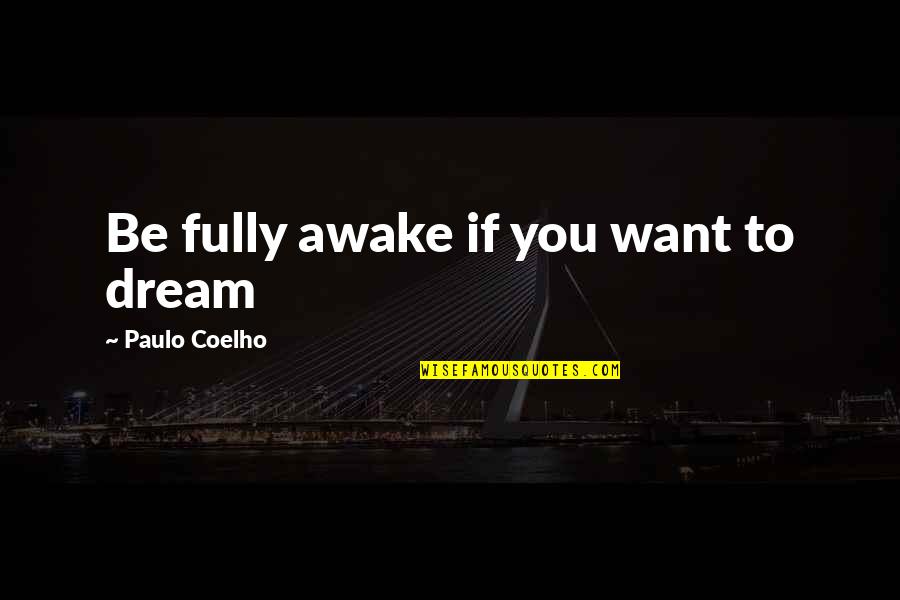 Explorative Strategies Quotes By Paulo Coelho: Be fully awake if you want to dream