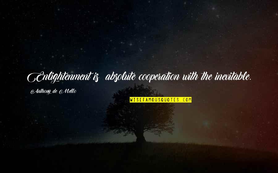 Expository Writing Quotes By Anthony De Mello: Enlightenment is: absolute cooperation with the inevitable.