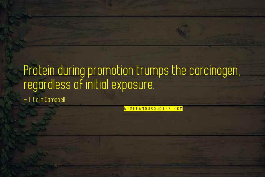 Exposure Quotes By T. Colin Campbell: Protein during promotion trumps the carcinogen, regardless of