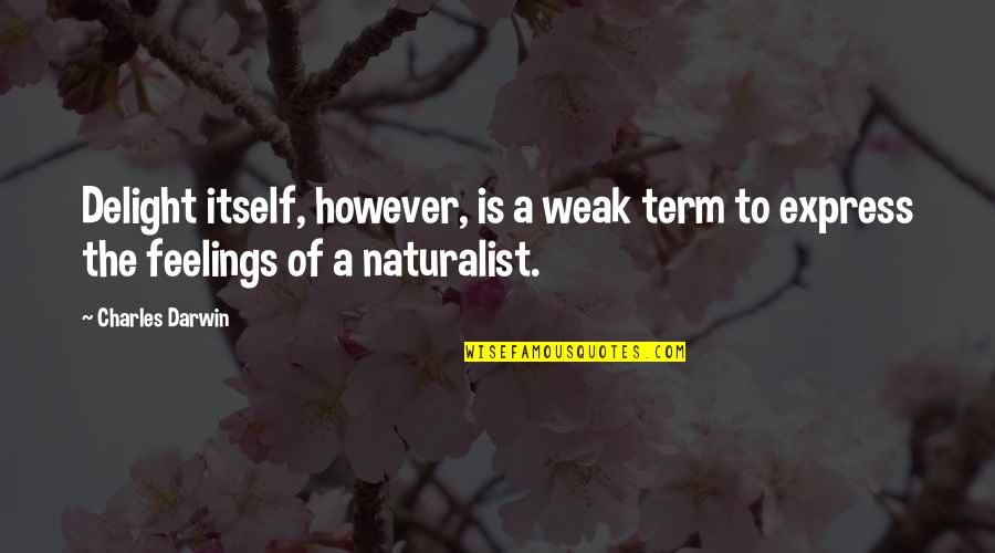 Express Feelings Quotes By Charles Darwin: Delight itself, however, is a weak term to