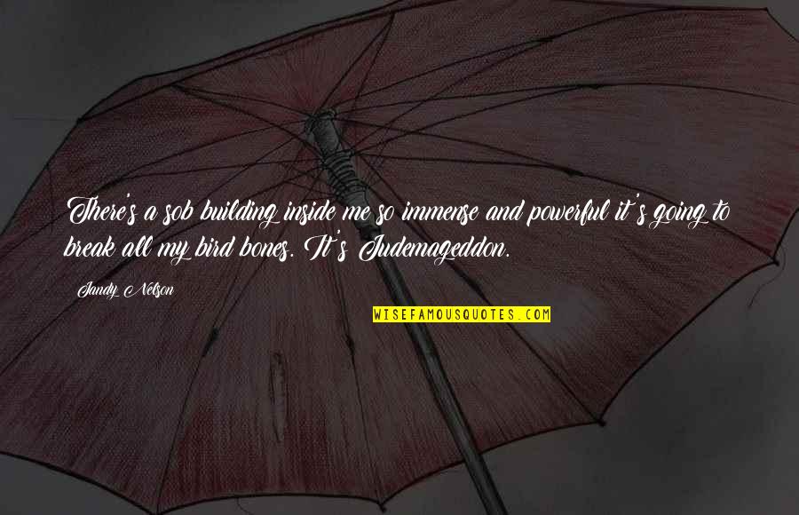 Express My Vulnerabilities Quotes By Jandy Nelson: There's a sob building inside me so immense Express My Vulnerabilities Quotes By Jandy Nelson: There's a sob building inside me so immense