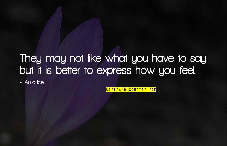 Express What You Feel Quotes By Auliq Ice: They may not like what you have to