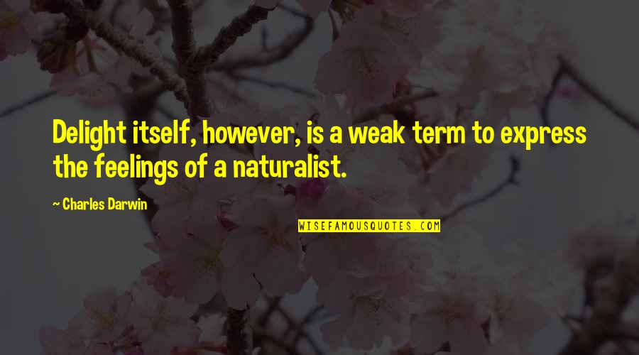 Express Your Feelings Quotes By Charles Darwin: Delight itself, however, is a weak term to