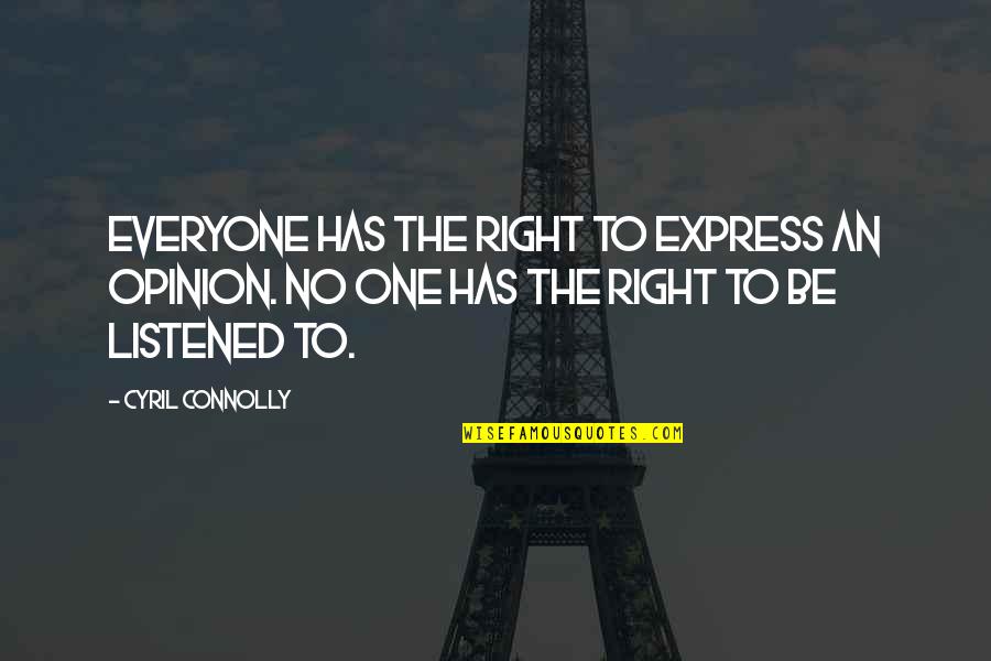 Express Your Opinion Quotes By Cyril Connolly: Everyone has the right to express an opinion.