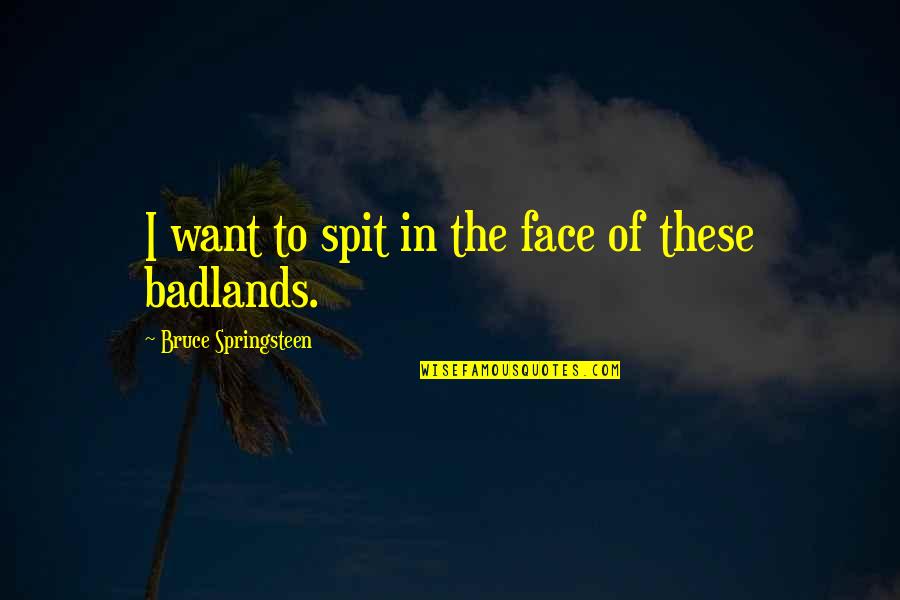 Expression Face Quotes By Bruce Springsteen: I want to spit in the face of