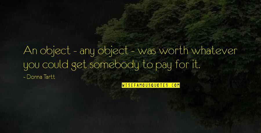 Exsanguinate Mtg Quotes By Donna Tartt: An object - any object - was worth