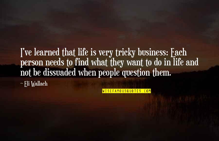 Exsitence Quotes By Eli Wallach: I've learned that life is very tricky business: