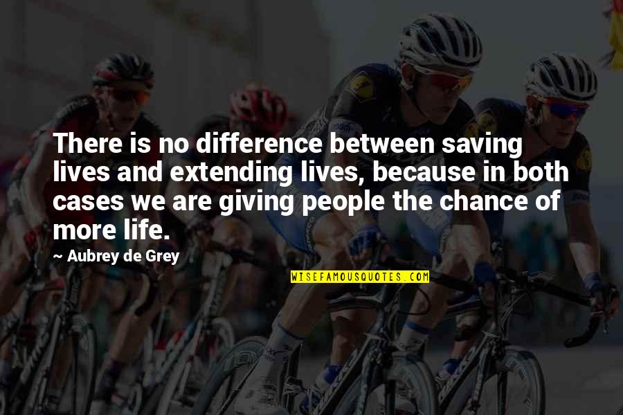 Extending Life Quotes By Aubrey De Grey: There is no difference between saving lives and