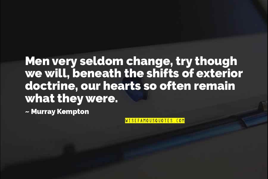 Exterior Quotes By Murray Kempton: Men very seldom change, try though we will,