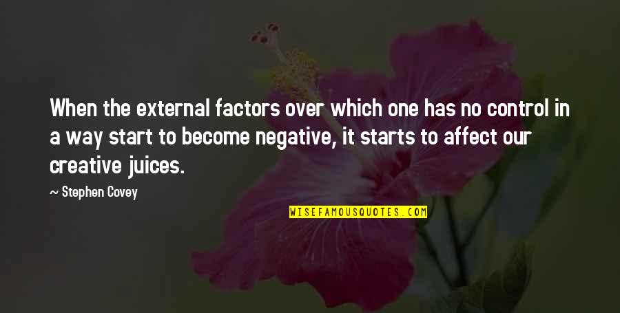 External Factors Quotes By Stephen Covey: When the external factors over which one has