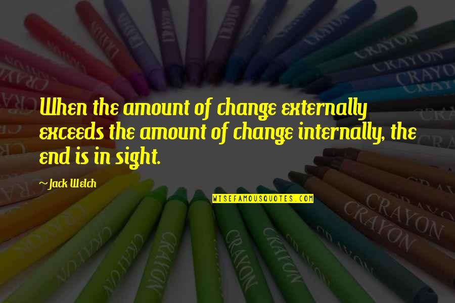 Externally Quotes By Jack Welch: When the amount of change externally exceeds the Externally Quotes By Jack Welch: When the amount of change externally exceeds the