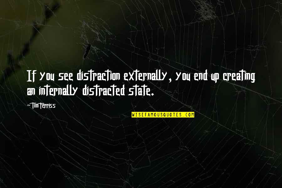 Externally Quotes By Tim Ferriss: If you see distraction externally, you end up