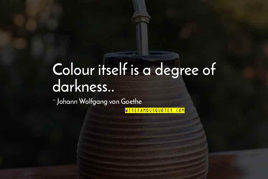 Externals In Economics Quotes By Johann Wolfgang Von Goethe: Colour itself is a degree of darkness..