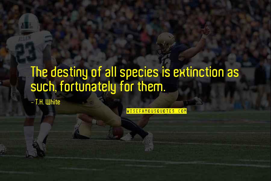 Extinction Of Species Quotes By T.H. White: The destiny of all species is extinction as