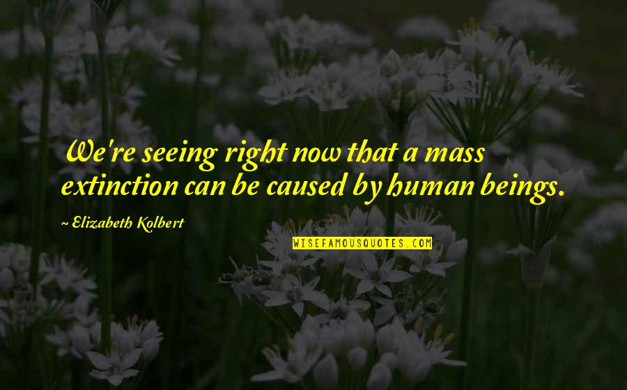 Extinction Quotes By Elizabeth Kolbert: We're seeing right now that a mass extinction