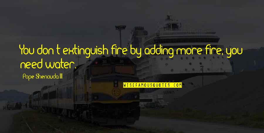 Extinguish'd Quotes By Pope Shenouda III: You don't extinguish fire by adding more fire,