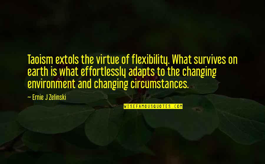 Extols Quotes By Ernie J Zelinski: Taoism extols the virtue of flexibility. What survives