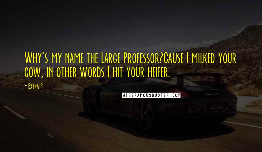 Extra P quotes: Why's my name the Large Professor?Cause I milked your cow, in other words I hit your heifer.