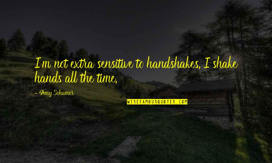 Extra Time Quotes By Amy Schumer: I'm not extra sensitive to handshakes. I shake