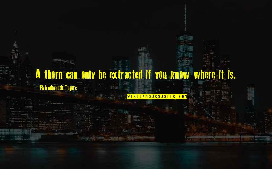 Extracted Quotes By Rabindranath Tagore: A thorn can only be extracted if you