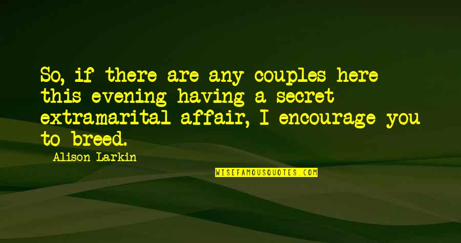 Extramarital Quotes By Alison Larkin: So, if there are any couples here this