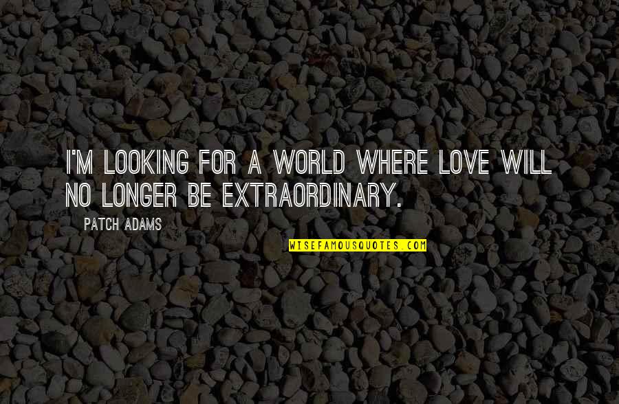 Extraordinary Love Quotes By Patch Adams: I'm looking for a world where love will