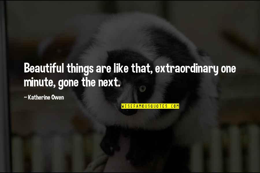 Extraordinary Things Quotes By Katherine Owen: Beautiful things are like that, extraordinary one minute,