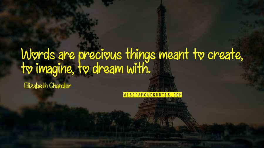 Extremely Romantic Quotes By Elizabeth Chandler: Words are precious things meant to create, to Extremely Romantic Quotes By Elizabeth Chandler: Words are precious things meant to create, to