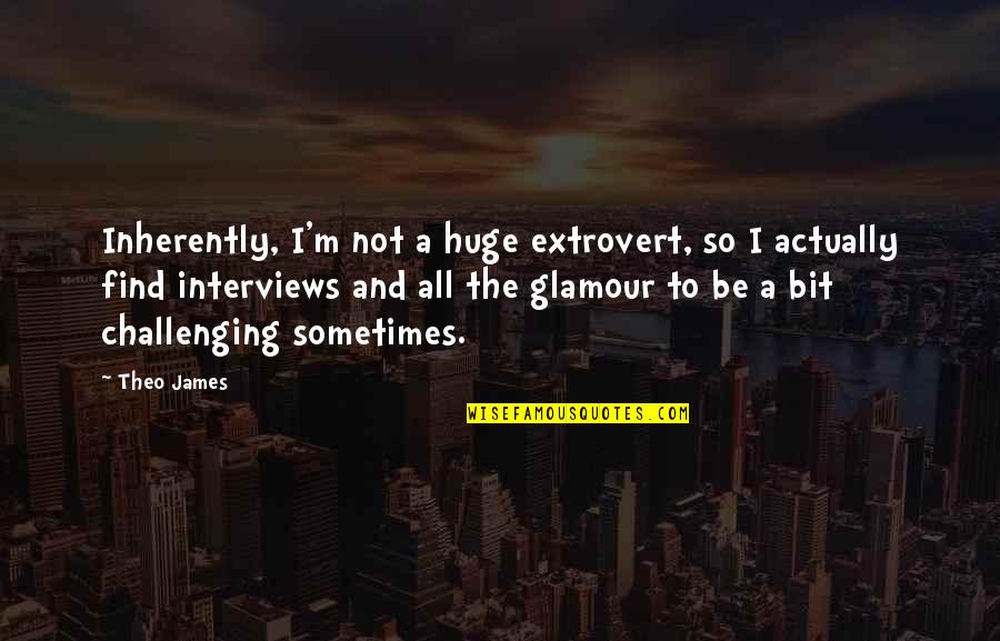 Extrovert Quotes By Theo James: Inherently, I'm not a huge extrovert, so I