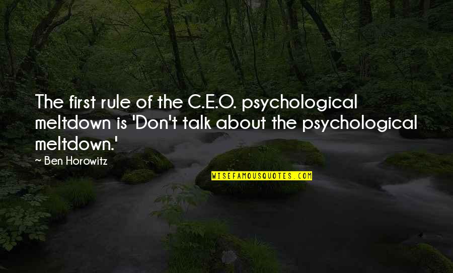 Exuberante Definicion Quotes By Ben Horowitz: The first rule of the C.E.O. psychological meltdown