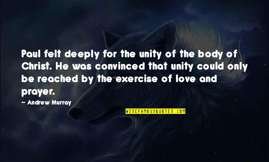 Exudes Def Quotes By Andrew Murray: Paul felt deeply for the unity of the