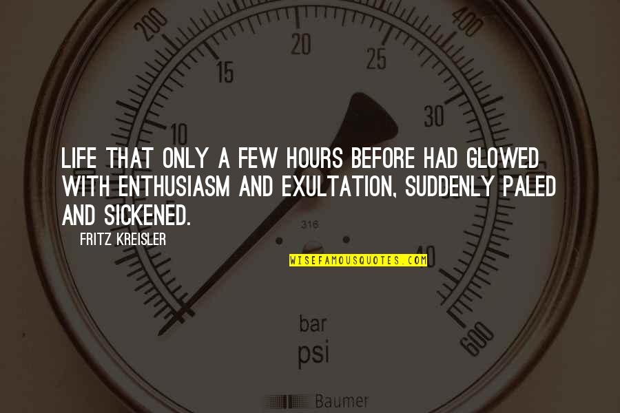 Exultation Quotes By Fritz Kreisler: Life that only a few hours before had