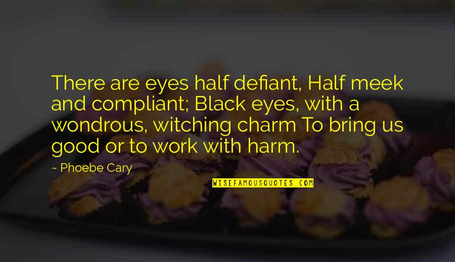 Eye Black Quotes By Phoebe Cary: There are eyes half defiant, Half meek and