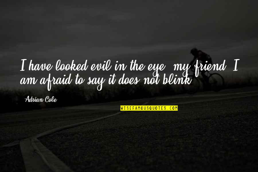 Eye Blink Quotes By Adrian Cole: I have looked evil in the eye, my