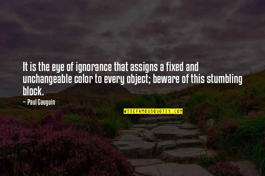 Eye Color Quotes By Paul Gauguin: It is the eye of ignorance that assigns