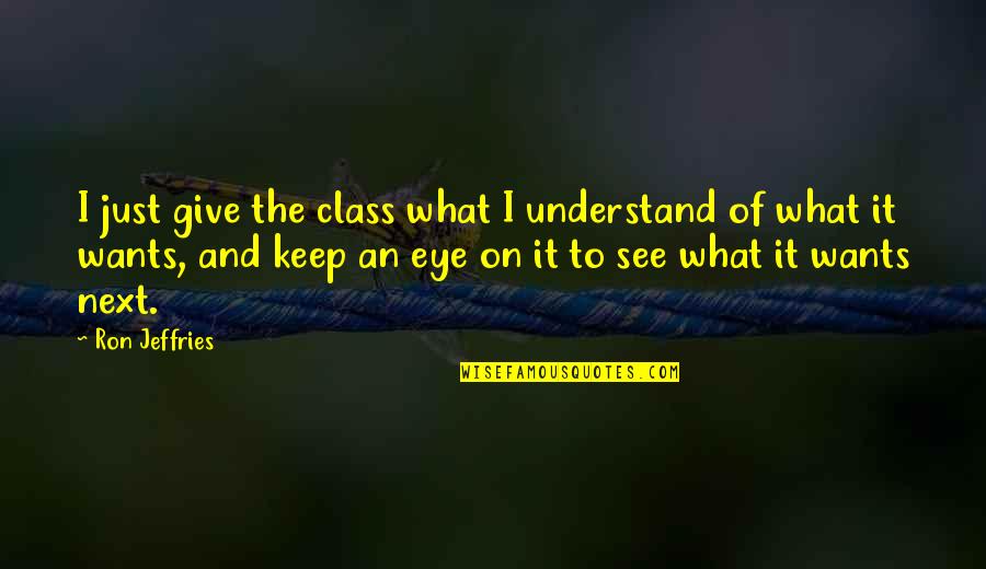 Eye On Eye Quotes By Ron Jeffries: I just give the class what I understand